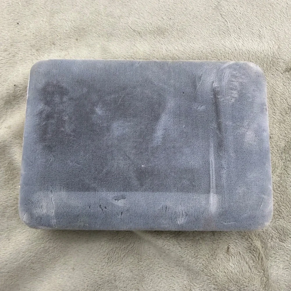 Vintage Taylor Maid Display Box Grey Velvet‎ Gold Trim Rectangular